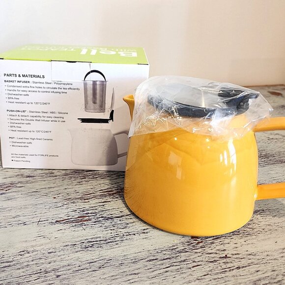 Bell Teapot with Basket Infuser - 26 oz. New! - Mandarin Orange - Picture 3 of 3